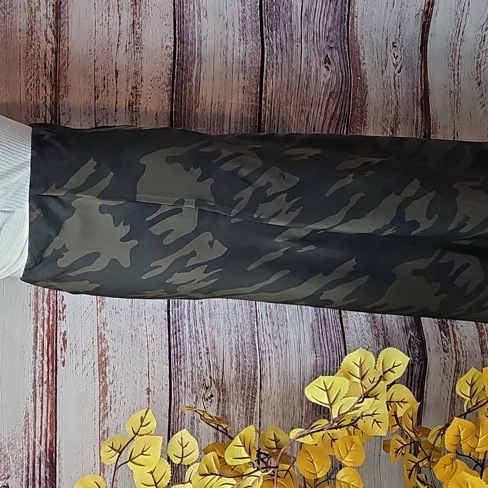 NEW SANCTUARY ARMY GREEN CAMO A-LINE MIDI SLIP-SKIRT - Picture 5 of 9